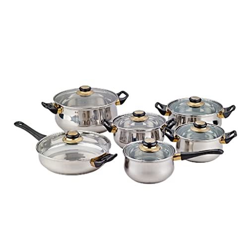 Jeu de cuisine en acier inoxydable de 12 pièces avec casseroles et poêle à frire