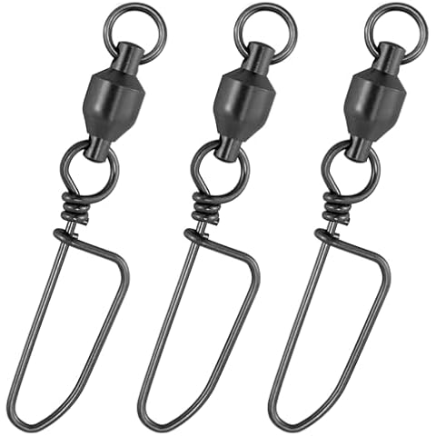 Alwonder 20 Pack Ball Bearing Swivels with Snaps, Fishing Snaps Swivels Saltwater Swivels Fishing Tackle Coastlock Snaps Barrel Leader Connector Downrigger Planer Release Clips 178LB Cover