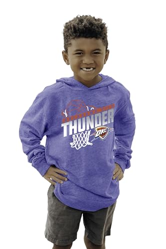Oklahoma City Thunder NBA Officially Licensed Youth Tri-Blend Hooded Long Sleeve T-Shirt Hoop Team Color, Medium