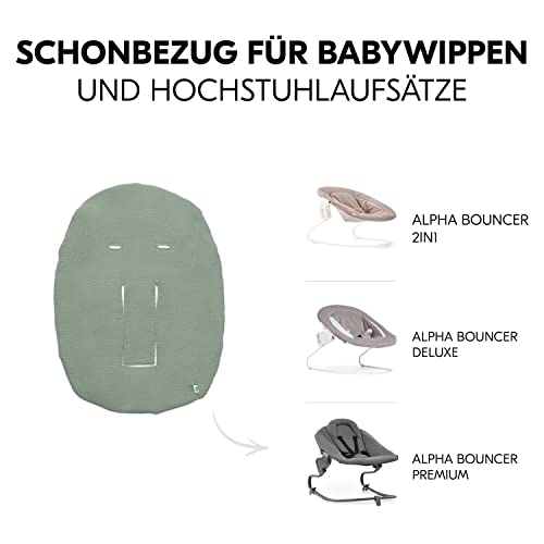 Hauck Schonbezug für Babywippen und Newborn Aufsätze Alpha Bouncer Premium, Alpha Newborn Set Plus, Atmungsaktive Musselin Baumwolle, 85 cm x 74 cm x 0,25 cm (Sage) – Bild 4