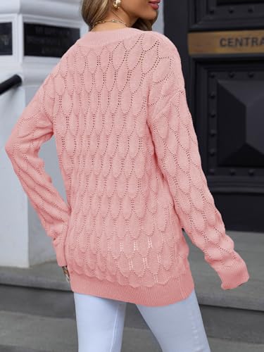 Image of Women's V Neck Long Sleeve Pullover Sweater Lightweight Knit Sweaters Novelty Sweaters