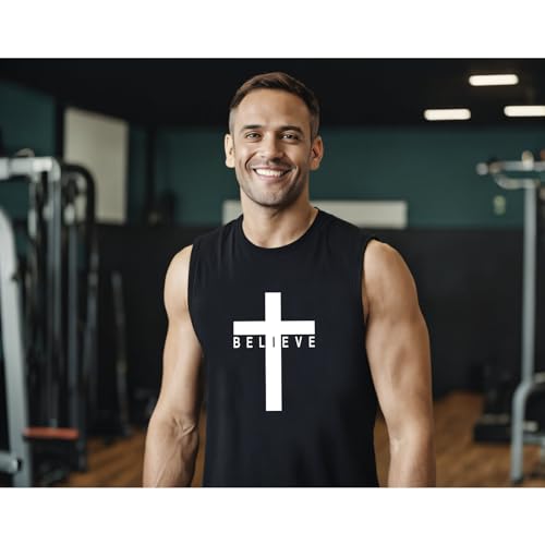 Weiyuqi Christian Tank Top for Men Jesus Cross Shirts Believe Printed Faith Sleeveless Graphic Tee Workout Muscle Shirt4