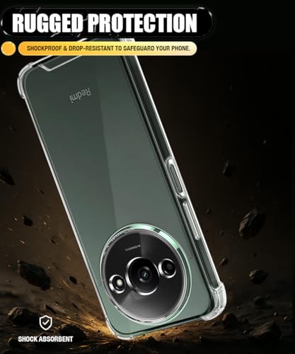 Image of WOW IMAGINE Ultra-Hybrid Crystal Clear Back Case for Redmi A3 2024 | Redmi A3X | Poco C61 | Shockproof Design | Camera Protection Bump | Hard Clear Mobile Back Cover with Cushioned Edges - Transparent