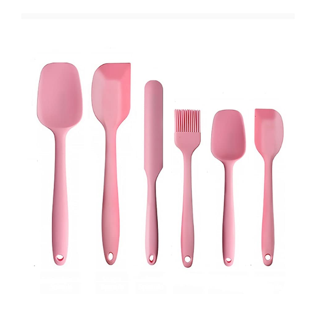 Antihaft-Silikon-Creme-Spachtel Schaber Löffel Ölpinsel Hitzebeständige Pfannenwender Flexible Küchenutensilien zum Backen Kochen (Color : Black) (Rosa)