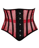 Heavy Duty Underbust Steel Boned Waist Trainer Cincnher Womens Waspie Mesh Corset (US, Alpha, Medium, Regular, Regular, Black Red)