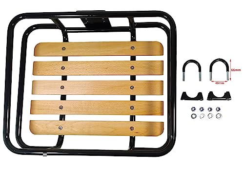 Frontgepäckträger Fahrrad | Gepäckträger Vorderrad | Red Loon | Stahl/Holz | Holz Auflage