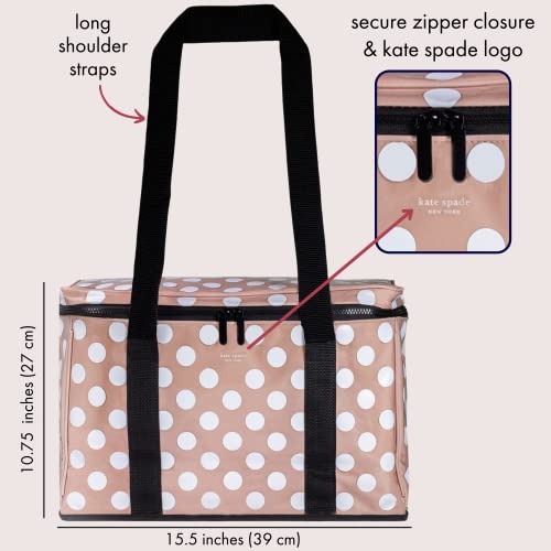 Kate Spade New York Large Capacity Insulated Cooler Bag, Soft Sided Portable Beach Cooler Tote For Women, Jumbo Dot #TOP3