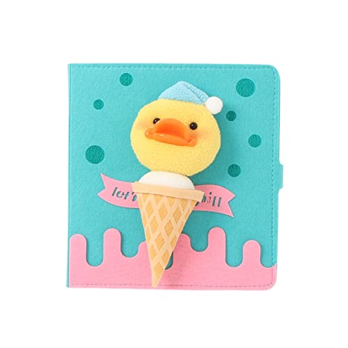 メモ帳 かわいい メモ 文房具 ステーショナリー 雑貨 女の子 プレゼント スクエア フェルト カバー 可愛い モチーフ 動物 ブタ 犬 ゾウ 猫 モチーフが取り外せるメモ帳 (ブルー系その他4)