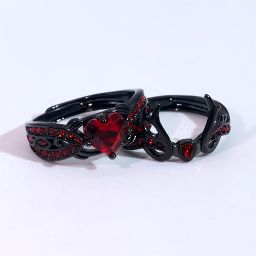 ringheart Couple Rings Antlers Design Black Matching Ring 1CT AAA CZ Women Wedding Ring Sets for Him and Her Rings3
