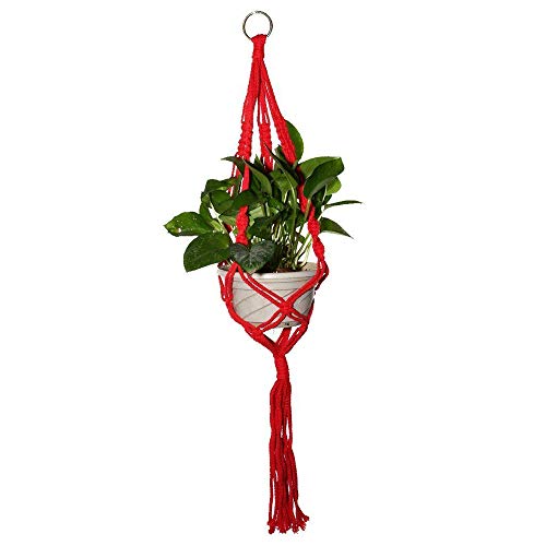 Men club 丈夫な植木鉢ホルダープラントハンガーホームオフィスバルコニーガーデン用1枚組レッド編み込み植物ラックレッドクリエイティブでスペースを節約する便利なストレージ