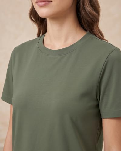Image of NOBERO 100% Cotton T-Shirts for Women Stylish | Regular Fit | Solid T Shirts for Women 180 GSM Combed Cotton | Crew Neck Half Sleeve