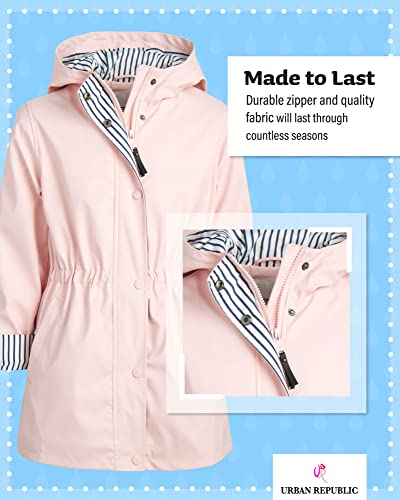Urban Republic Girls’ Raincoat – Waterproof Anorak Slicker Shell Windbreaker Rain Jacket (7-16), Size 10/12, Baby Pink #TOP2