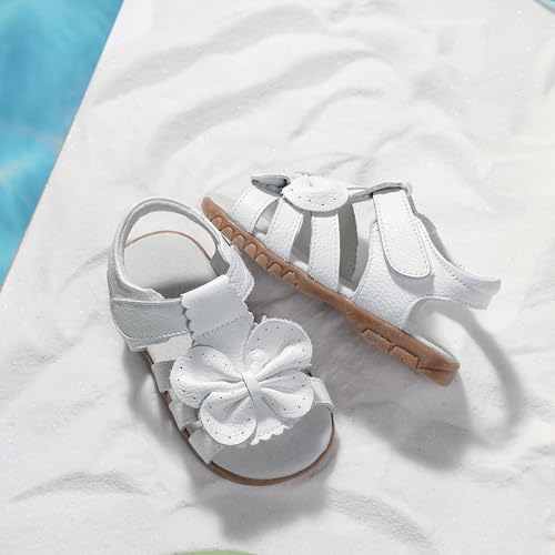 Image of Femizee Toddler Girls Leather Dress Sandals with Adjustable Strap | Toddler /Little Kids, Leather upper, Cushioned footbed, Hook-and-loop, Flexible Sole, Dressy summer occasions, Princess-style