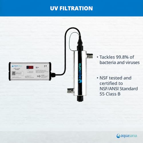Image of Aquasana Whole House Water Filter System | 1M Gal | UV, Carbon & KDF Media | 10-Year Filter | 14.6 GPM | Reduces Chlorine, Bacteria, Viruses & Scale | Salt-Free Conditioner | 10-Year Limited Warranty