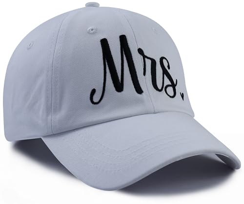 Image of 2PCS Mr and Mrs Hats for Couples, Adjustable Cotton Embroidered Mr and Mrs Gifts Baseball Cap