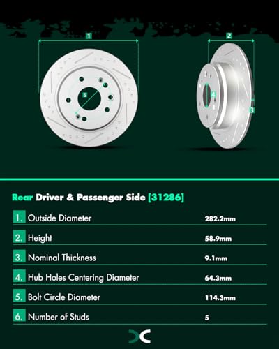 Image of SCITOO Rear Brake Rotors 2x Drilled & Slotted Brakes Rotor:31286