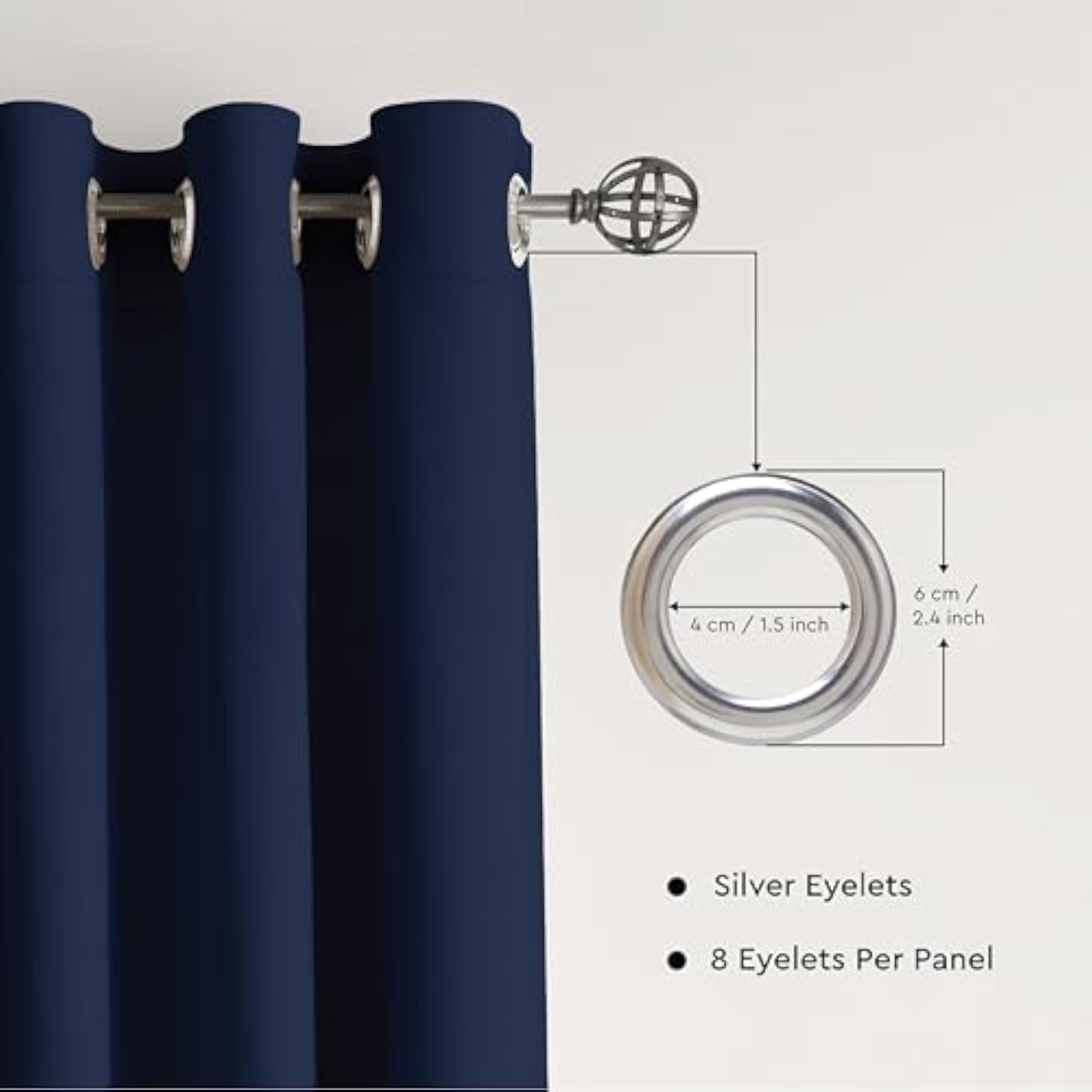 Window Cotton Curtains, Light Filtering Drapes, Scotch Blue