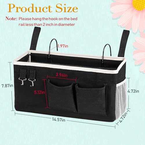 Image of Bedside Storage Caddy /Bedside Hanging Storage Bag for Headboards Bunk Beds Dorm Rooms Book Phone Magazine Holder (Black)