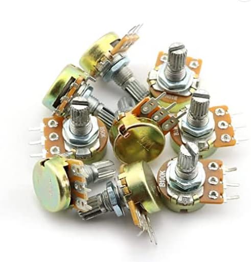 Tegg 9PCS Linear Taper Rotary Potentiometer Pot B1K 2K 5K 10K 20K 50K 100K 500K 1M Ohm Shaft 15mm