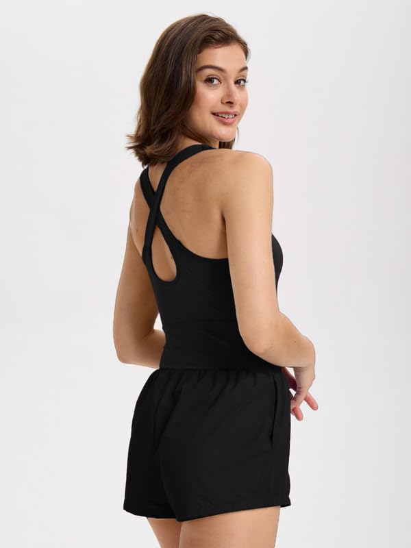 Tuta Intera Donna Estiva Sexy Senza Maniche Spaghetti Strap Tute Elegante Gamba Larga Jumpsuit Casual Corta Completi Palestra con Tasche