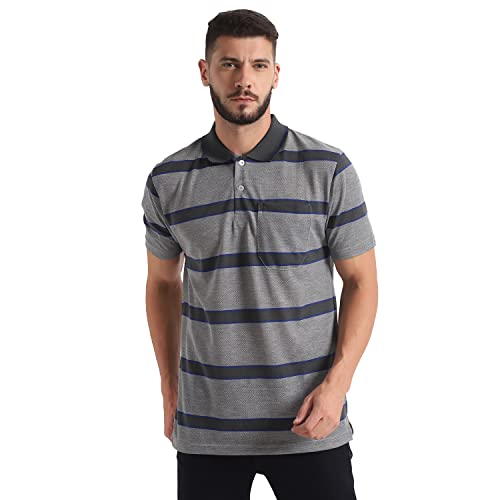 Image of INKKR Striped Men Polo Neck Half Sleeve T-Shirt