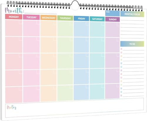 BIROYAL Calendario Mensual de Pared 2025 A3 - Planificador Familiar Organizador con 16 Hojas Sin Fecha (16.9 x 11 Pulgadas)