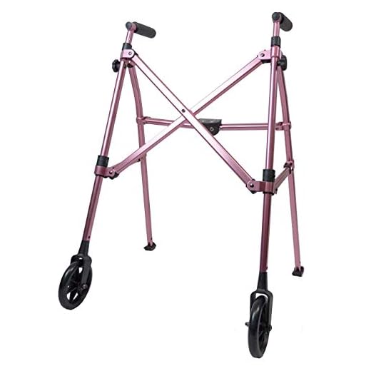 Able Life Space Saver Walker, Lightweight Folding 2 Wheel Rolling Walker for Seniors with Fixed Wheels, Regal Rose