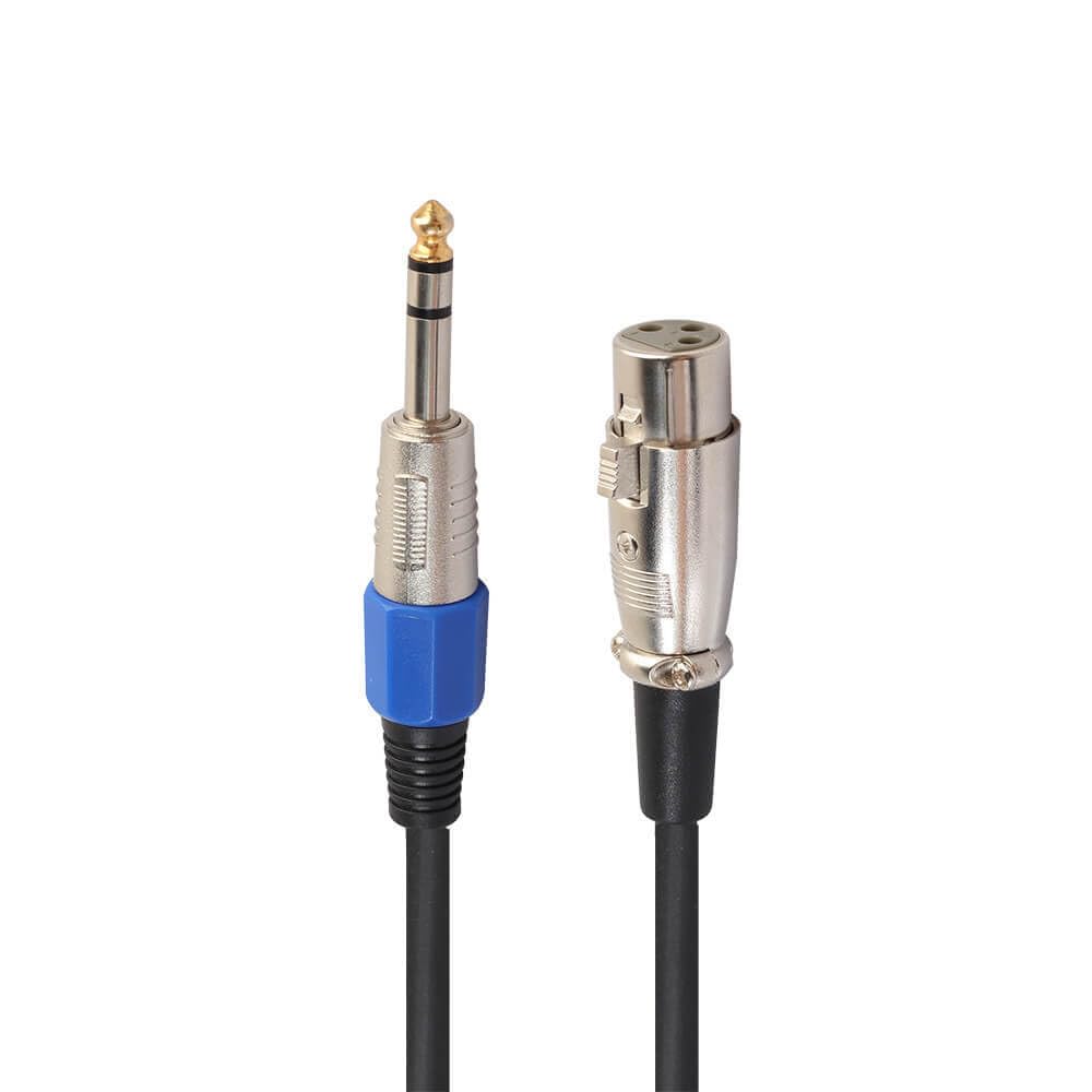 3Pin XLR Jack to 6.35mm Stereo Male Plug Microphone Adapter Cable Cord Professional Audio Extension Cable Connector 1Meter