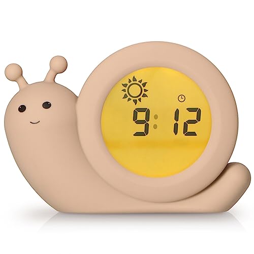 Alecto BC110BE Simon – pedagogiczny budzik dla dzieci – trener snu dla dzieci – lampka nocna – nauka snu i budzenia się z budzikiem LED – kolor taupe