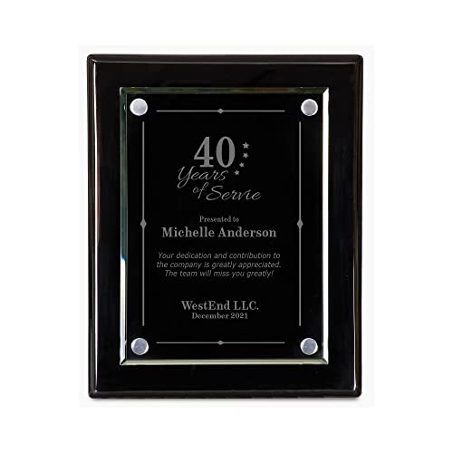 Ravanox Personalized Piano Black Finish Floating Glass Plaque, Custom Engraved Wall Plaque for...