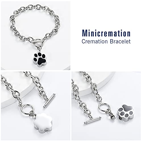 Minicremation Dog Paw Print Cremation Jewelry for Ashes Memorial Urn Bangle for Pet Stainless Steel Urn Bracelet Ashes Holder3