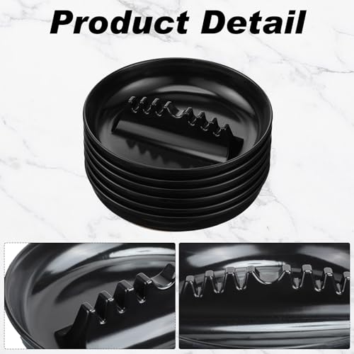 Reginary 24 Pcs Ash Tray For Cigar Round Melamine Tabletop Ashtrays 6.69'' Plastic Ashtray Black Vintage Ash Tray For Indoor Outdoor Home Bar Restaurant thumb #2