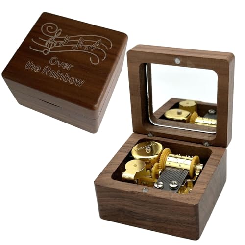 Pursuestar Luxury Walnut Wood Music Box -Over The Rainbow, Vintage Wooden Carved Mechanism Wind Up Musical Box with Mirror for Valentine's Day Mother's Day Birthday Christmas Pursuestar Luxury Walnut Wood Music Box -Over The Rainbow, Vintage Wooden Carved Mechanism Wind Up Musical Box with Mirror for Valentine's Day Mother's Day Birthday Christmas
