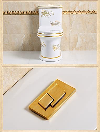 Inodoro Mute, Inodoro de doble descarga con diseño de placa dorada, Inodoro cerámico de altura universal para baño de hotel o casa A-680x380x780mm miniatura 3