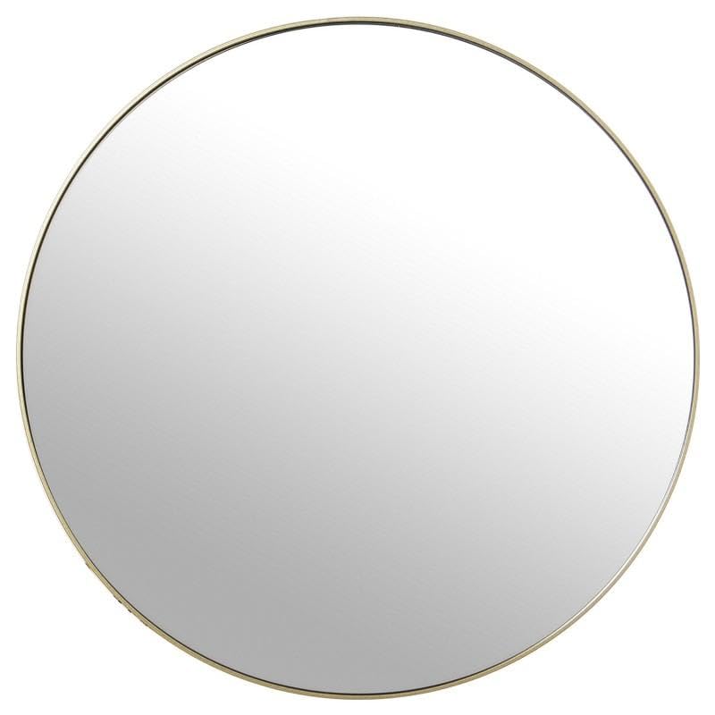 DRW Espejo de Pared Redondo de Metal en Dorado 120x120x5 cm