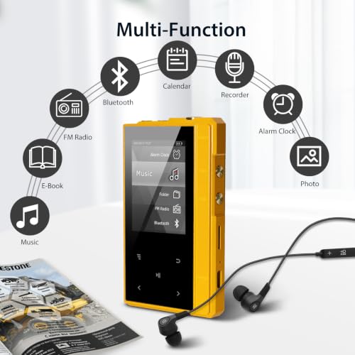 Image of 32GB MP3 Player with 90 Hours Long Battery Life,Bluetooth 5.0,Phinistec Z6 Digital Audio Player with Sturdy and Durable Metal Frame, 2.4'' IPS Glass Screen,FM Radio,Support up to 256GB