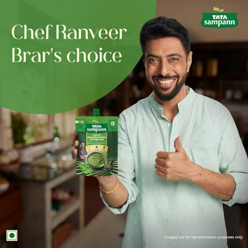 Image of Tata Sampann Chatpati Dhaniya Pudina Chutney Dip, Made with Fresh Coriander and Mint, Tangy and Flavorful, Hari Chutney, Ready to eat, Pairs well with Parathas, Chaats & Snacks, 100% Quality Ingredients, Hygienically Prepared, 200 g