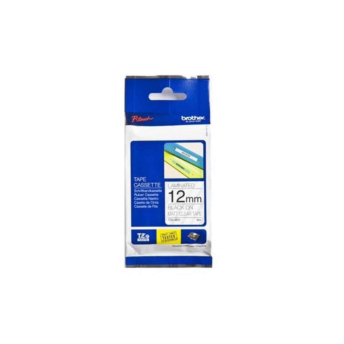Brother TZe-M31 - Black print on premium matte clear - Roll (1.2 cm x 8 m) laminated tape - for Brother PT-D210, D600, H110, P-Touch PT-1880, D200, D450, H110, P-Touch Cube Plus PT-P710