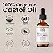 100% Organic Castor Oil - Gold Standard 100% Pure Certified USDA Organic in Glass Bottle & Glass Dropper, Cold Pressed & Hexane-Free, For Lashes, Brows, Hair, Skin & Wellness Packs - 1 Fl Oz