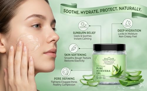 Image of Pure Aloe Vera Gel 200 gm | Face Skin Hair Gel for Men & Women, Herbal Moisturizing for Hydration & Scalp Care, Non-Sticky Formula for Glowing Skin (200 gm)
