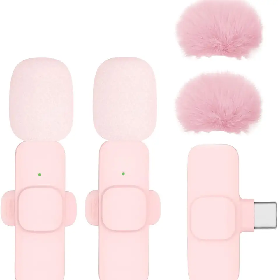 Microfone de lapela sem fio compatível com iPhone iPad e dispositivos Android, gravador de áudio USB-C Plug and Play