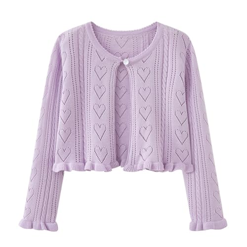 iiniim Toddler Little Girl Cotton Bolero Shrug Cardigans Long Sleeve Crewneck Hollow Knit Sweaters