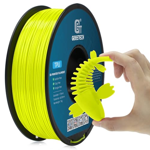Image of Geeetech TPU Filament 1.75mm, Shore 95A Flexible 3D Printer Filament with High Elasticity, 1KG (2.2lbs) Spool, Dimensional Accuracy ±0.03mm, Fits Most FDM Printers (Yellow)