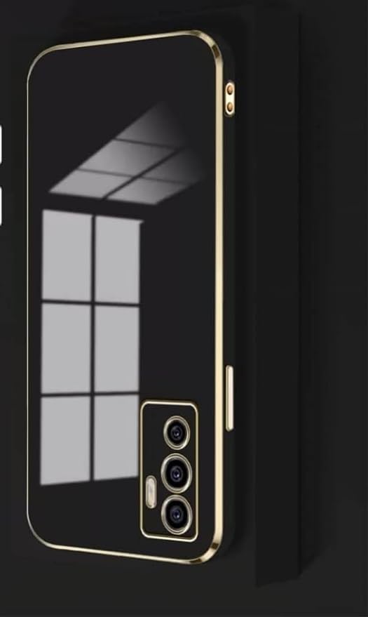 Image of for Vivo V23e 5G Plating Square Gold Frame Phone Case Luxury Soft Silicone Back Cover (for Vivo V23e 5G(Black)