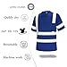 Wuple Safety Shirts for Men Construction Short Sleeve Quick Dry with Pocket Workwear, Class 3 High Visibility Shirts with Reflective Strips Blue L 3PCS