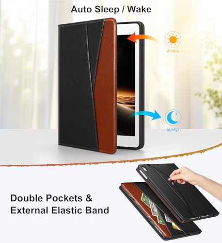DTTO for iPad 6th / 5th Generation 9.7 Inch (2018/2017), iPad Air 2 / Air 1 Case, 360 Degree Rotating Premium Leather Folio Stand Cover with Pencil Holder, Black Brown by DTTO - Image 8