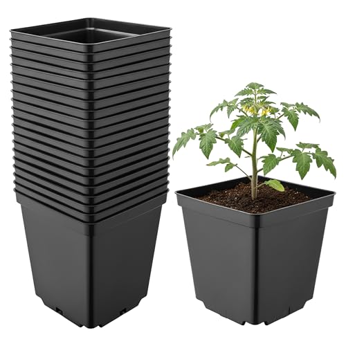 Garronda Maceta de plástico 15 x 15 x 15 cm (2,5L) Set de 20 Cuadrada con Orificios de Drenaje Resistente para Plantas para jardín Invernadero balcón semillero Interior Exterior Negro GD-0199