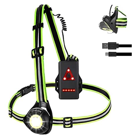 ICOCOPRO Running Light with Reflectors, 90 ° Adjustable LED Chest Light Waterproof USB Rechargeable 500 Lumen Running Light with Red Rear Light for Running, Jogging, Fishing, Camping Cover