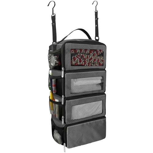 Olosar Organiseur de valise, organisateur de bagages de voyage portable à suspendre, étagères de voyage pliables à suspendre cubes d'emballage pour valise...