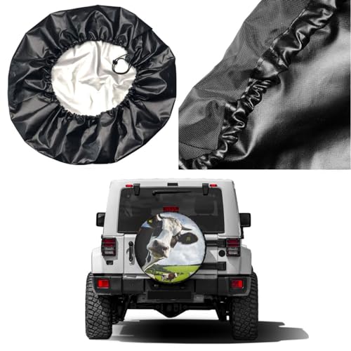 Image of Delerain Cow Spare Tire Covers Waterproof Dust-Proof Spare Wheel Cover Universal Fit for Trailer, RV, SUV, Truck and Many Vehicle (17 Inch for Diameter 31 inch-33 inch)